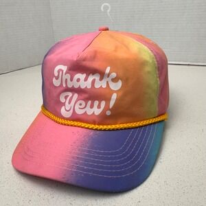 Thank Yew!‎ Rainbow Tie Dye Hat Novelty Rope Accent Snapback Cap